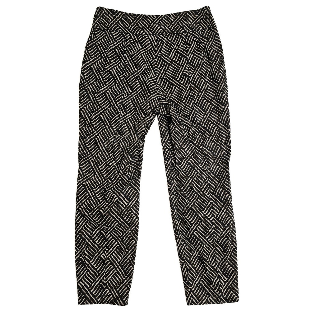 Westbound Petites Black Tan Geometric Pull On TaperedLeg Stretch Pants Womens 6P